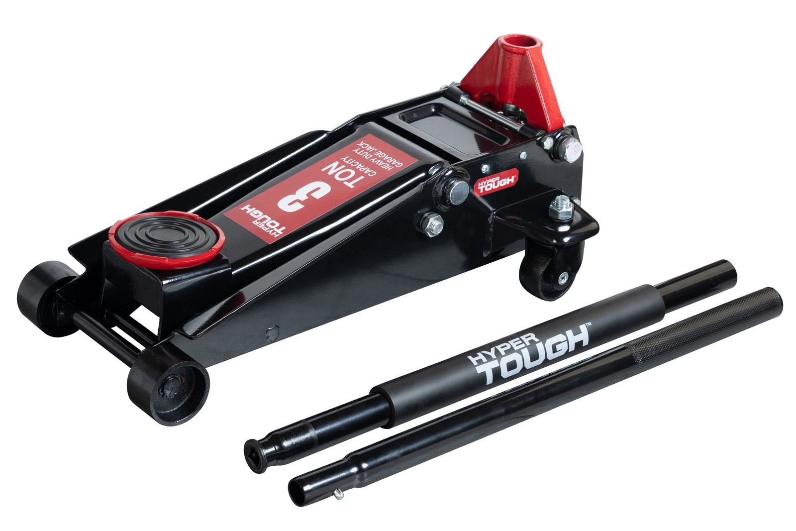 Hyper Tough T830023W 3 Ton Garage Jack with Dual Pumps - Heavy-Duty Steel