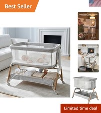 5-in-1 Baby Bassinet Bedside Sleeper With Gentle Rocking Mode 6 Adjustable H...