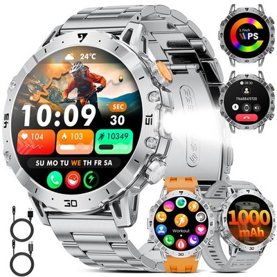SUNKTA Smartwatch 1000 mAh  Akku 1,7  HD Bluetooth Taschenlampe, Herzfrequenz