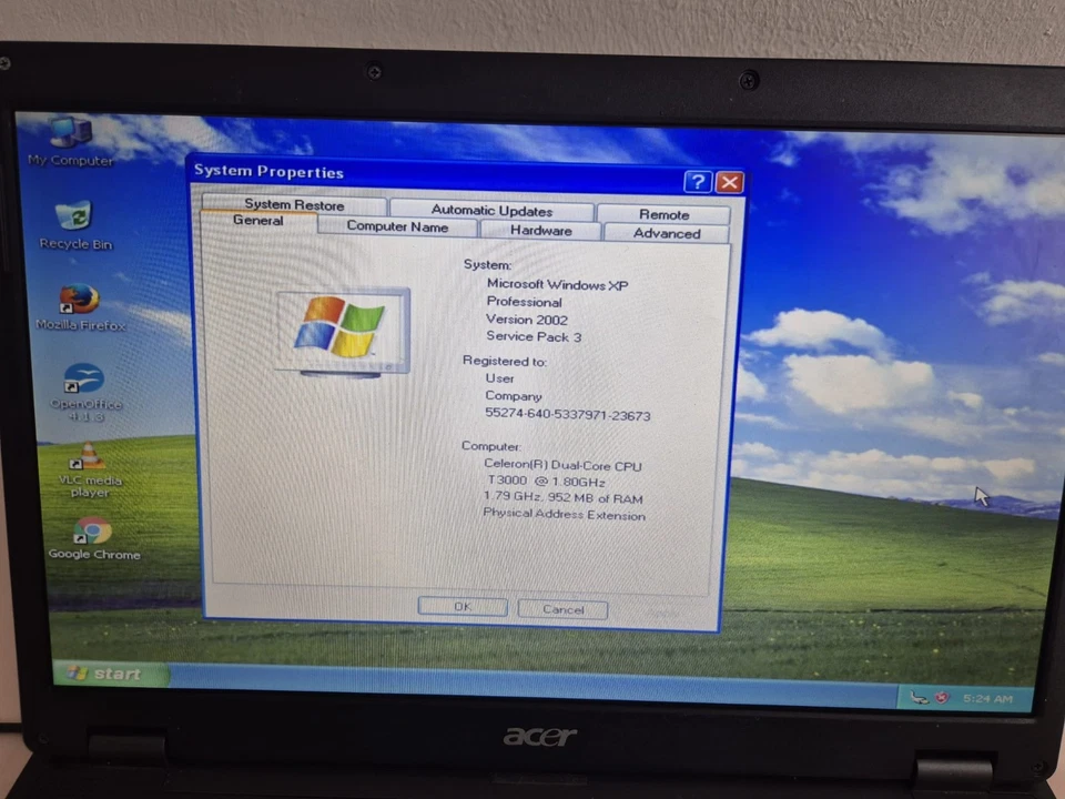 Windows xp Laptop Acer Extensa Intel 2GB RAM 160GB HDD Wifi Ready New Battery - Image 3 of 4