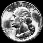 1932-S BRILLIANT UNCIRCULATED KEY DATE!  U.S. WASHINGTON QUARTER.