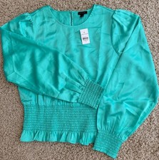 Women s Ann Taylor Teal Long Sleeve Blouse Size S NWT