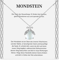 Halskette Edelstahl Mondstein GlüHwüRmchen-AnhäNger Schutz Neuanfang Damen