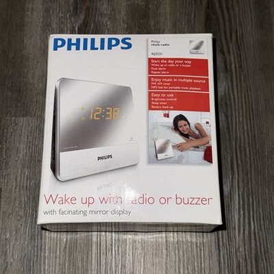 Alarm Philips Clock AM/FM Radio Mirror Finish Dual Digital   AJ3231/37