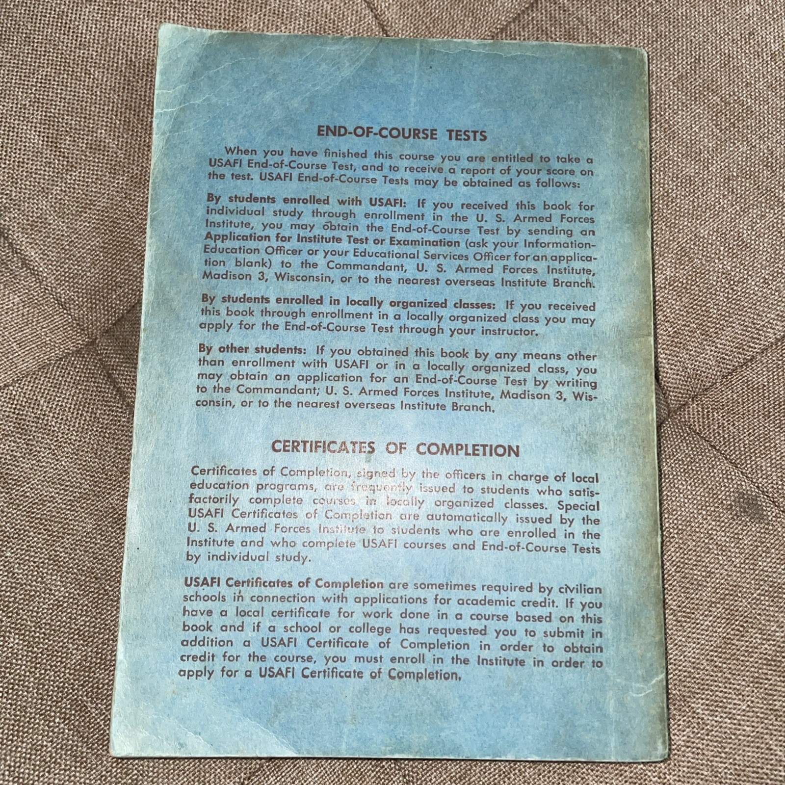 AUTO MECHANICS COURSE 1 EM 950 The Engine US Armed Forces Institute 1944 WWII