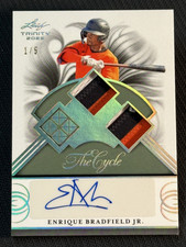 2023 Leaf Trinity THE CYCLE DUAL WORN PATCH ROOKIE AUTO Enrique Bradfield 1/5