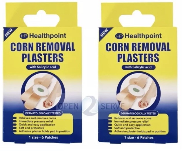 Foot Corn Removal Plasters - 6 Patches (Total 12) Health Point  X 2