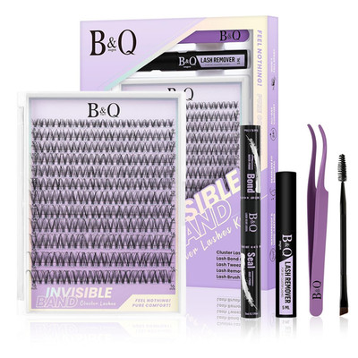 B&Q Lashes Extension Set 144PCS Venus Lash Clusters Unsichtbares Band 8-16MIX Ma