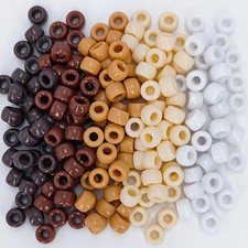 1000PCS 6X9Mm Pony Beads Bulk, 5 Styles Brown Pony Beads for Bracelets Making Ki
