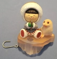 Rare Vintage Hallmark Stocking Hangers Polar Pals 1985 No Box, Seal & Eskimo HTF