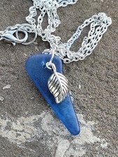 blue sea glass pendant necklace