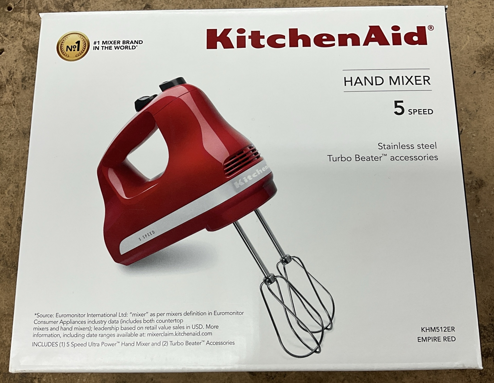 KitchenAid KHM512ER Ultra Power 5Speed Hand Mixer Empire Red New 8730
