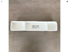 Rae Dunn "Dream" Divided Trinket Tray Dish Large Letter - NEW