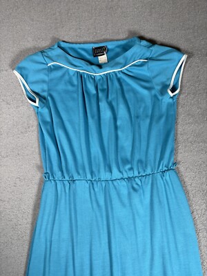 Vintage Timely Trends Dress Basic Short Sleeve Blue Mod/GoGo  XS To S 60s Style