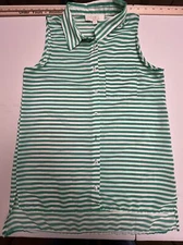 Olive & Oak Button Up Sleeveless Striped Blouse Collared Top Women’s Size XS