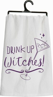 NEW Primitives by Kathy Halloween Drink Up Witches Kitchen Dish Towel Martini
