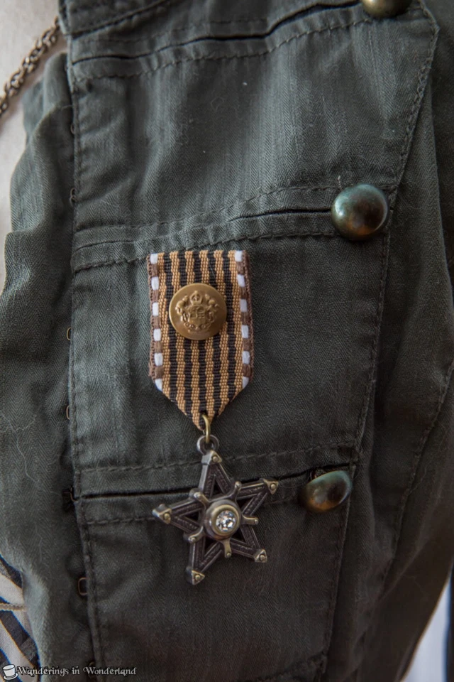 Disfraz Militar Steampunk Ex-Pequeña Damas Marrón Oliva Festival Gótico Foto 4 de 4