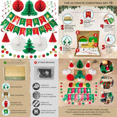 Ozdoby świąteczne wielokrotnego użytku premium - zestaw dekoracji, papier...  - Zdjęcie 1 z 8
