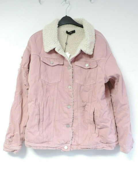 Missguided Pink Borg Lined Denim Jacket 