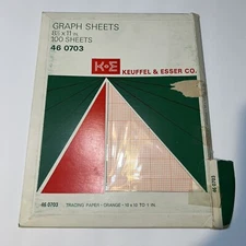 Vintage Keuffel & Esser KE Graph Sheets Tracing Paper #46-0703 Orange 10x10 1”