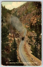Postcard Birds Eye Ascending Pikes Peak Cog Road Colorado CO c1909