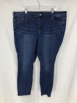 Tahari Kelly Classic Skinny High Rise Stretch Denim Blue Jeans