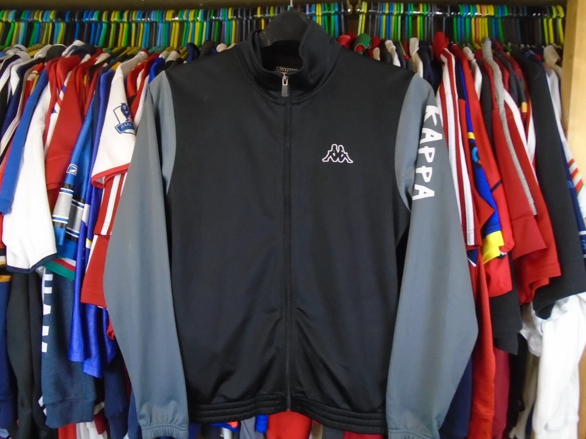 KAPPA BLACK SILVER TRACKSUIT JACKET TOP BOYS 13 14 YEARS