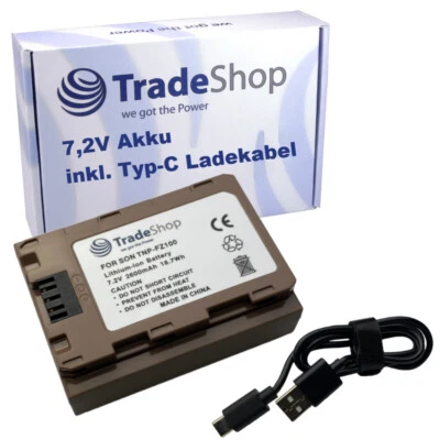 TRADE-SHOP Akku für Sony NP-FZ100 | 2600mAh mit USB Typ-C Ladeanschluss NTC & V1