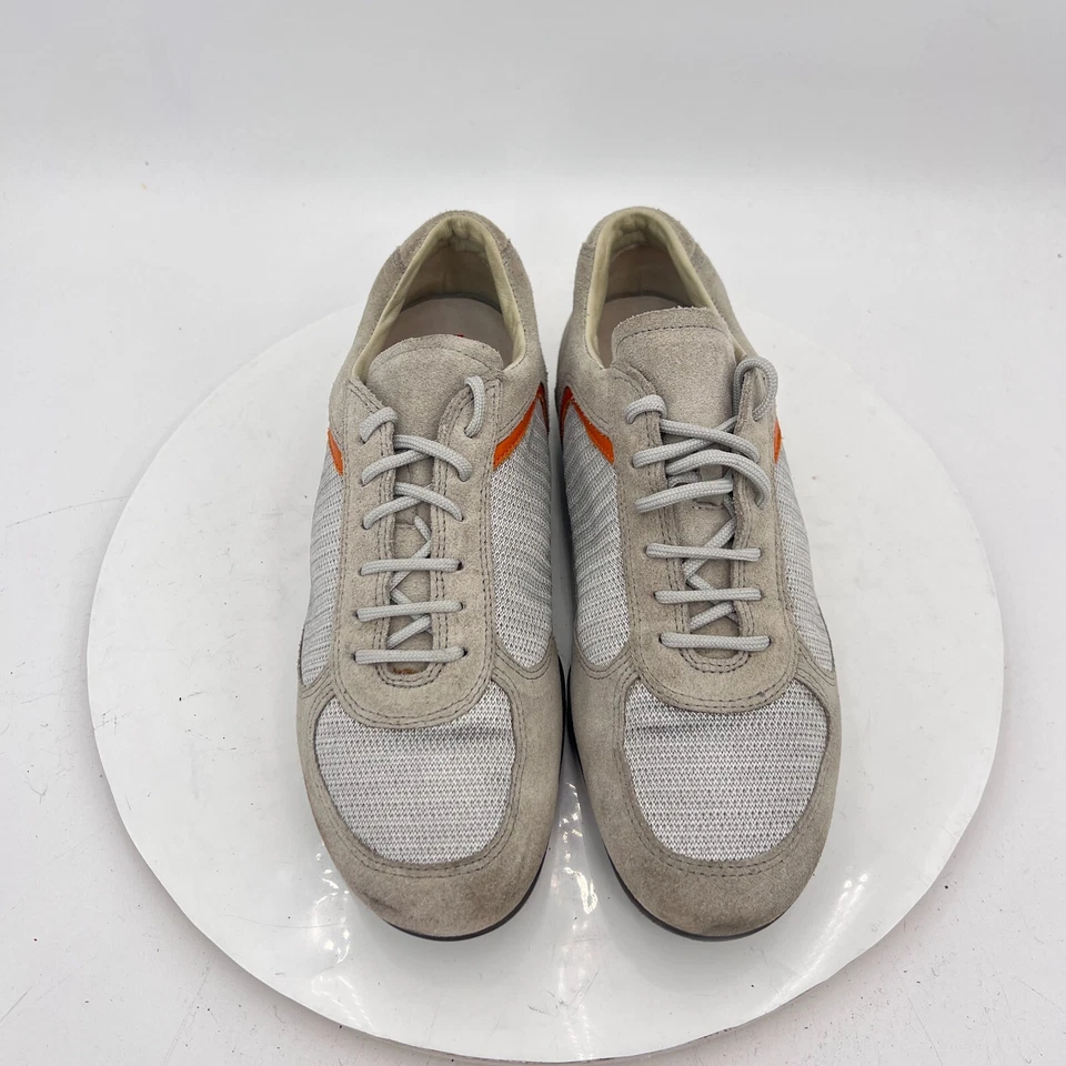 Prada Women Size EU 36.5 US 6.5 Silver Grey Orange Suede Lace Up Shoes - Image 3 of 4