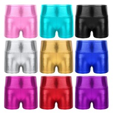 DE Kinder Mädchen Metallic Kurze Sport Short...