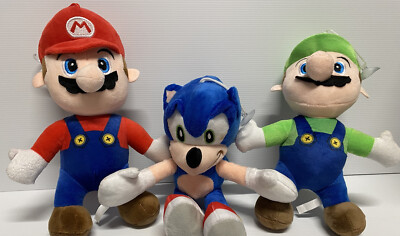 Super Mario Bros Sonic The Hedgehog Plush Window Doll Mario Luigi Soft Toys X3