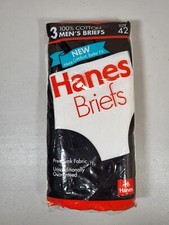 Vintage Hanes Briefs 100% Cotton 3-pack Size 42 Made In USA