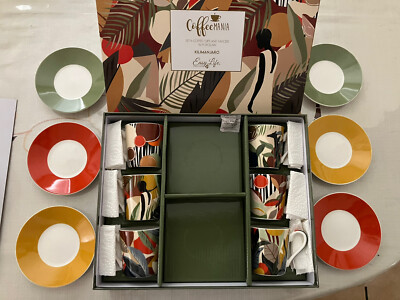 CoffeeMania Easy Life Design Italy Kilimanjaro Set of 6 Espresso Cup Saucer 100m