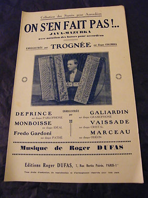 Partition on S' IN Fait Pas Java Marzurka Trognee Roger Dufas 1933 ''