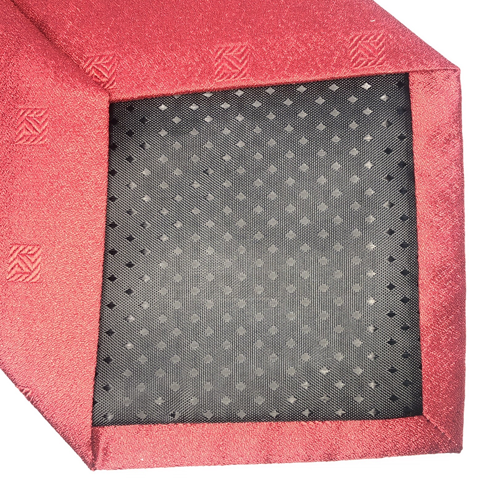 Red Solid Neck Tie Geometric Jacquard Pattern 58.… - image 4