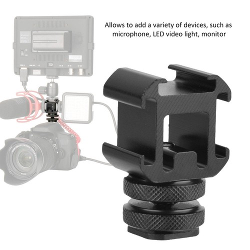 Triple Head Hot Shoe Mount Adapter Bracket Flash Holder Converter Camera Too Fit - Picture 4 of 7