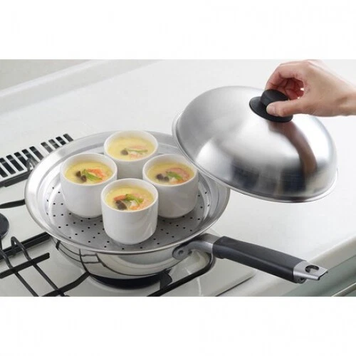 Japanese Stainless Steel Steamer Pan for Frying Pan with Lid Steamed Food