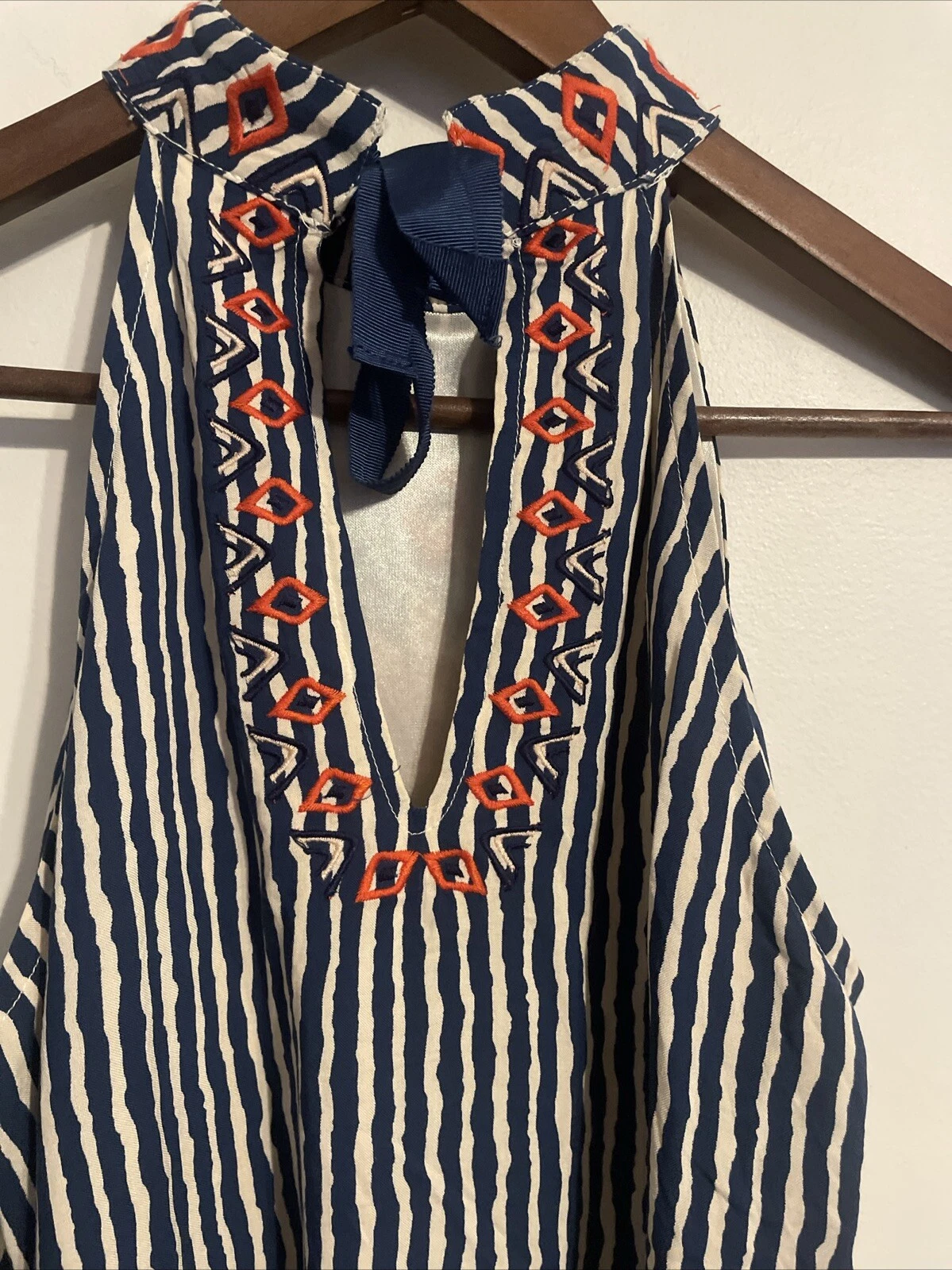 VETEMENTS Abito donna THML ricamato floreale taglia S vacanza artistica spiaggia fiori foderato