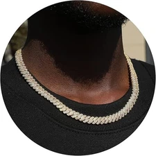 Mens Cuban Link Chain Necklace  14K Gold/Silver Plated, 22 inch