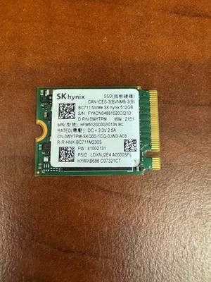 SK HYNIX 512GB M.2 PCIe Gen 3x4 NVMe SSD HFM512GD3GX013N BC