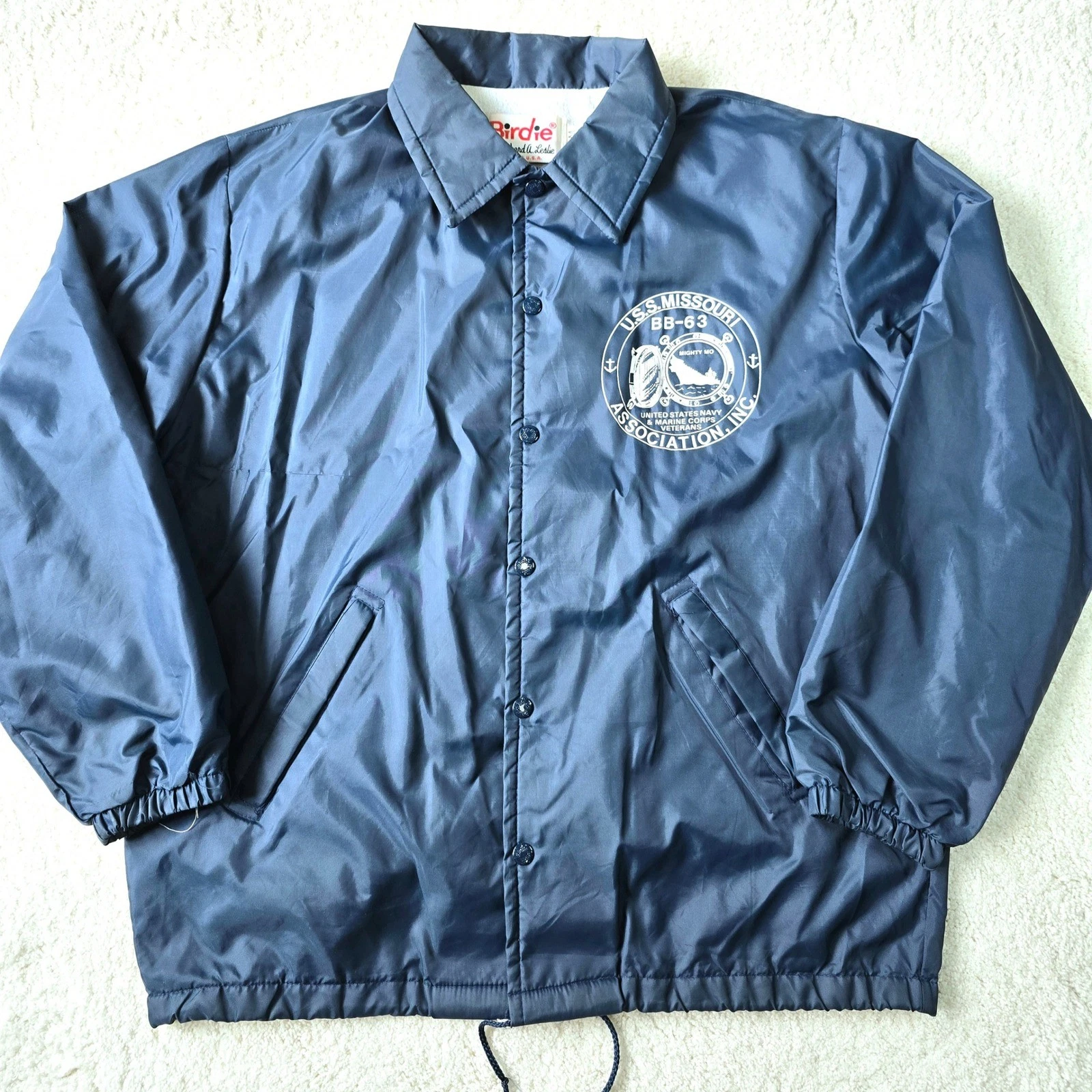 Vintage USS Missouri BB-63 Association Navy Veteran Windbreaker M Made in USA