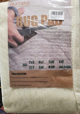 NEW! AURRAKO Rug & Capet Pad Non Slip Hold Firm Grip You Cut 8 x 10ft