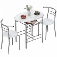 HOMCOM Breakfast Bar Table and Stools Set, Dining Room Set with Shelf