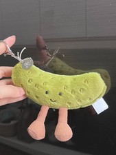 Jellycat Amuseables Green Sour Pickle Plush Keychain Bag Charm - Cute Gift NWT