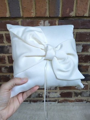 Wedding Ring Bearer's Pillow With Bow By His &Hers Studio 7'' 