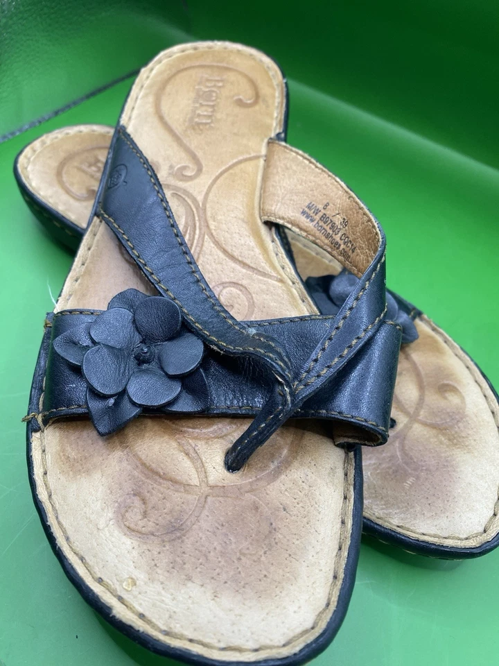 Sandalias sin cordones Born para mujer de cuero con flores beige talla 8 Foto 3 de 4