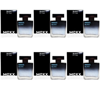 Mexx BLACK For Him 6 x 50ml Eau de Toilette EdT Spray for man vegan mit Sprüher