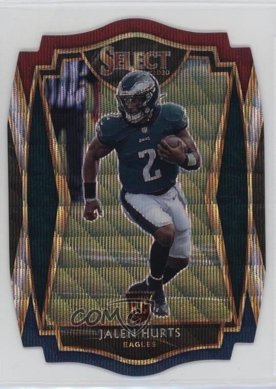 2020 Select Premier Level Tri-Color Prizm Die-Cut Jalen Hurts Rookie RC 1g04