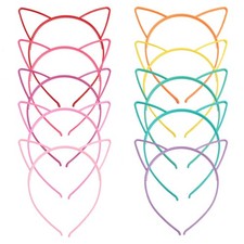10PCS Plastic Cat Ear Headbands, Kitty Hairbands for Girls Women Party Costum...