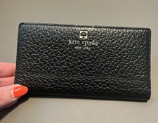 Fabulous Kate Spade New York Black Pebbled Leather Large Bifold Wallet